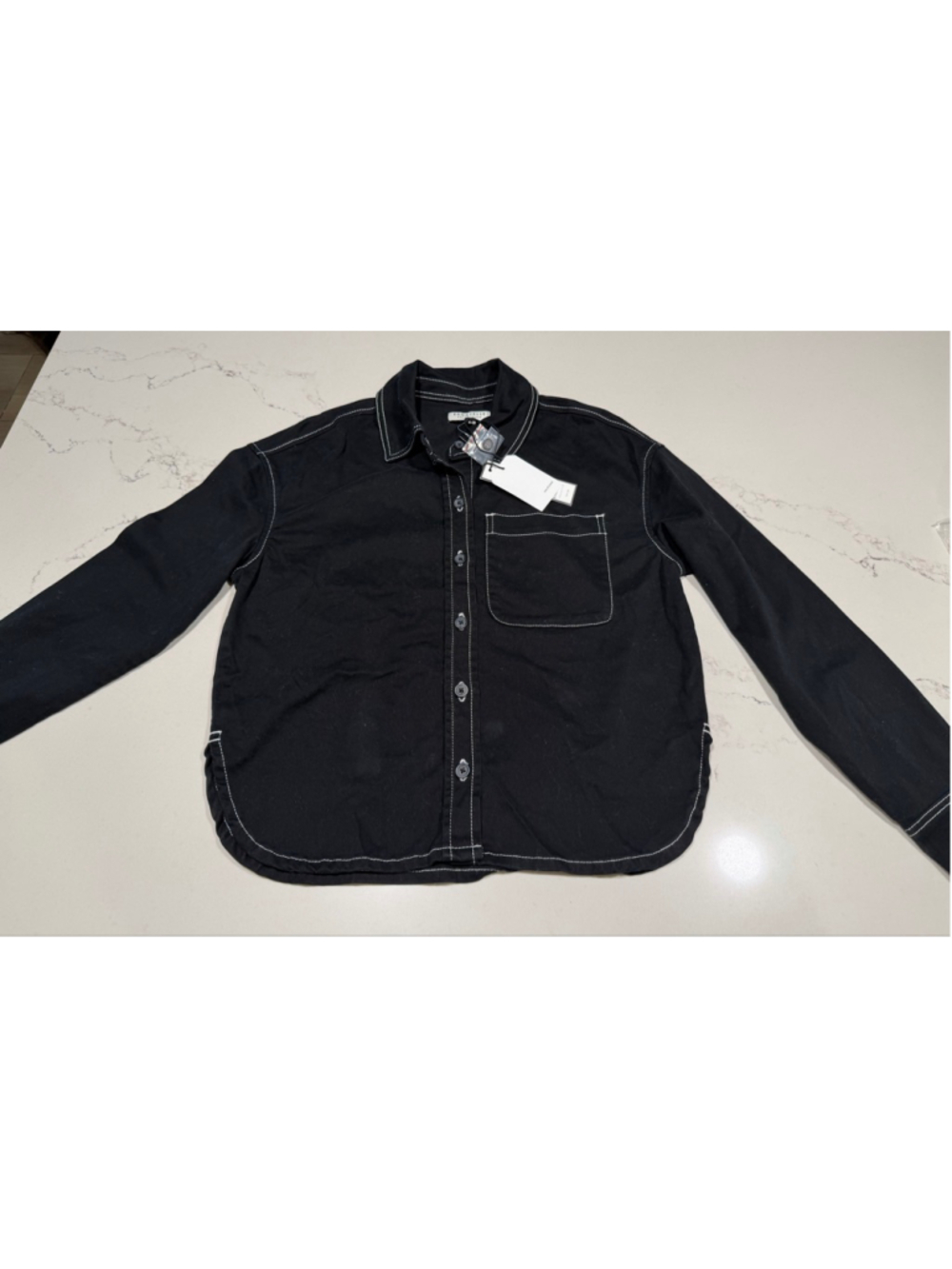 NEW Bagatelle Collection Artisanal Black & White Stitch Button Down Shirt S